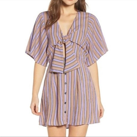 Moon River Striped Purple Dress - Picture 1 of 7